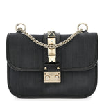 Denim Small Glam Lock Rockstud Flap Deep Denim