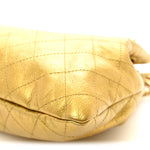 Metallic Calfskin Quilted Small Drawstring Bag Gold