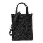 Denim GG Monogram Dollar Calfskin Mini Ophidia Tote Black Grey