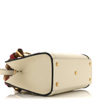 Textured Dollar Calfskin Web Mini Diana Tote Bag Mystic White