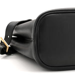 Soft Grain Calfskin Small Double Belt Tote Black