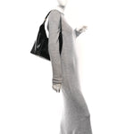 Shiny Calfskin Small Marcie Hobo Bag Black