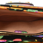 X KEN SCOTT New Shangai Calfskin Jenny Floral Print Horsebit 1955 Shoulder Bag Black Pink