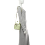 Lambskin Quilted Trendy Vanity Case Sea Green
