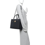 Canvas Calfskin La Medusa Small Tote Black