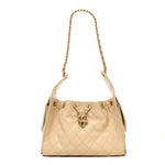 Caviar Quilted Small Chanel 25 Handbag Light Beige
