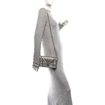 Metallic Patent Micro-Cannage Diorama Wallet on Chain Pouch Silver