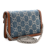 New Denim GG Monogram Dollar Calfskin Enamel Super Mini Dionysus Shoulder Bag Blue Tea Cuir Epilog Electric Blue
