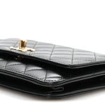 Lambskin Quilted Trendy CC Wallet On Chain WOC Black