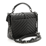 Sheepskin Matelasse Chevron Monogram Medium College Bag Asphalt
