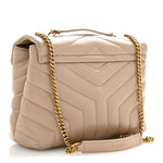 Calfskin Y Quilted Monogram Small Loulou Chain Satchel Dark Beige