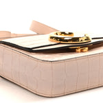 Calfskin Crocodile Embossed Mini C Double Carry Cement Pink
