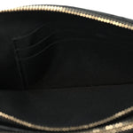 Goatskin Enamel Quilted Small Clutch With Chain Black