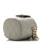 Lambskin Quilted Mini Vanity Case With Chain Grey