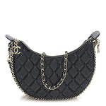 Lambskin Quilted Small Hobo Bag Black