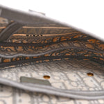 Oblique Embroidered Saddle Bag Gray