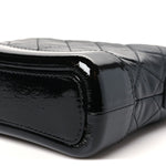 Patent Goatskin Quilted Small Gabrielle Hobo Black