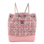 Tweed Calfskin Quilted Gabrielle Backpack Pink