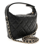 Caviar Quilted Hobo Clutch With Chain  Black