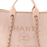 Mixed Fibers Calfskin Medium Deauville Tote Beige