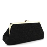 Tweed Quilted Kiss Lock Clutch Black