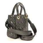 Metallic Lambskin Cannage Small My ABCDior Lady Dior Dark Silver