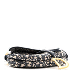 Oblique Embroidered Saddle Bag Blue