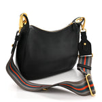 Vitello Phenix Zippered Messenger Hobo Black