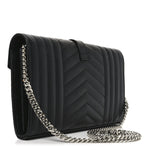 Grain De Poudre Mixed Matelasse Triquilt Monogram Chain Wallet Black