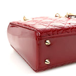 Patent Cannage Small Lady Dior Cherry Red