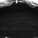 Metallic Crushed Calfskin Quilted Medium Crush Carry All Tote Bag Silver
