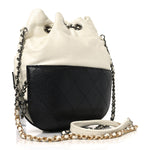 Aged Calfskin Quilted Small Gabrielle Bucket White Black