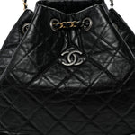 Aged Calfskin Quilted Small Gabrielle Backpack Black