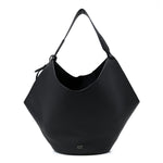 Pebbled Sport Calfskin Medium Lotus Tote Black