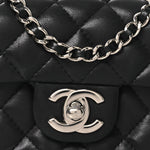 Lambskin Quilted Double Mini Flap Crossbody Black