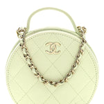 Caviar Quilted Round Handle With Care Vanity With Chain Light Green