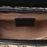 Monogram Azalea Calfskin Matelasse Diagonal Mini GG Marmont Top Handle Shoulder Bag Beige Ebony Black