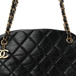 Aged Calfskin Large Just Mademoiselle Bowling Bag Black