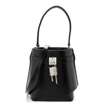 Box Calfskin Shark Lock Bucket Bag Black