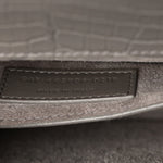 Calfskin Crocodile Embossed Medium Monogram Sunset Fog