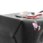 Calfskin Flower Lockme Mini Backpack Black Multicolor
