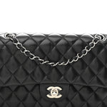 Lambskin Quilted Medium Double Flap Black