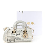 Calfskin Newspaper Printed Small Lady D-Joy Black White