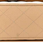 Caviar Quilted Small Double Flap Beige