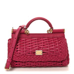 Calfskin Woven Mini Sicily Satchel Ibiscus