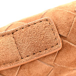 Suede Intrecciato Long Andiamo Top Handle Clutch Amber