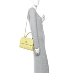 Lambskin Quilted Small Trendy CC Flap Dual Handle Bag Yellow