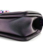 Iridescent Goatskin Quilted Small Boy Flap Purple