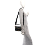 Calfskin Quilted Medusa Small Top Handle Shoulder Bag Black
