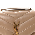 Calfskin Y Quilted Monogram Small Loulou Chain Satchel Dark Beige